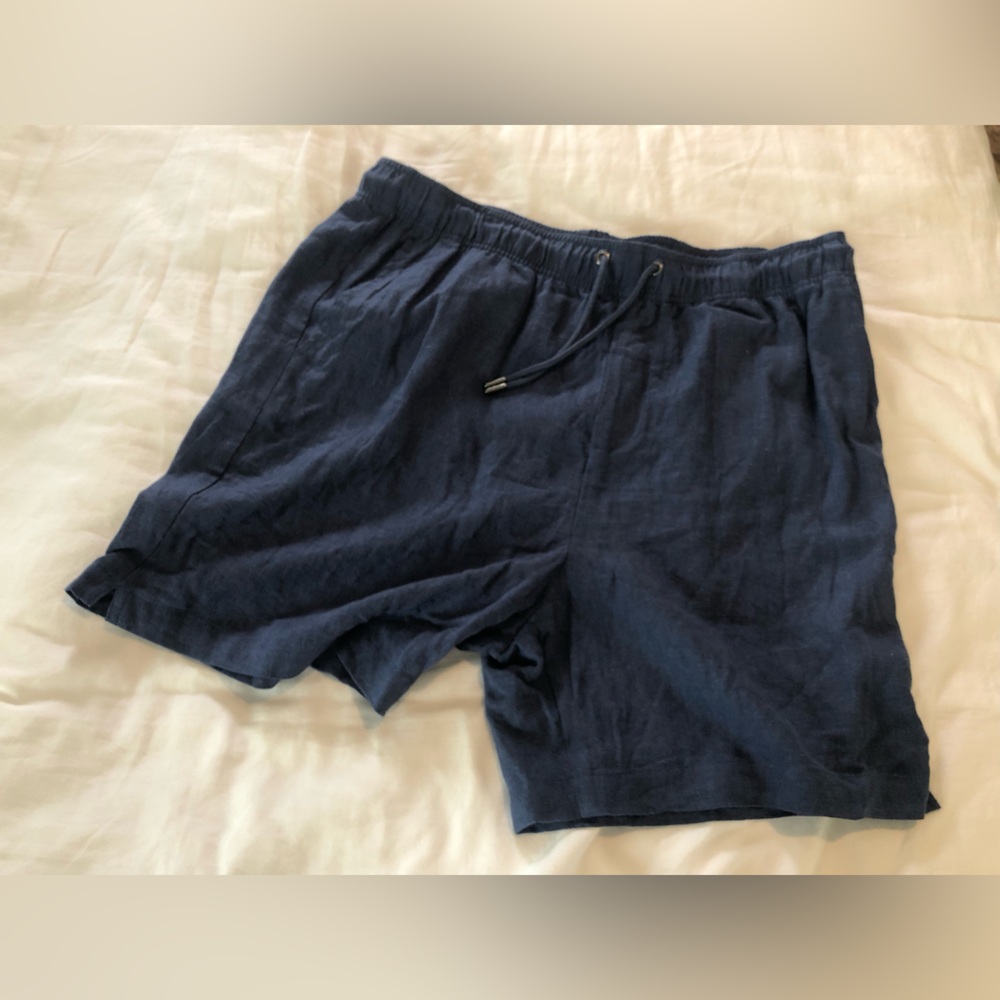 Onia Linen Navy Blue Casual Shorts EUC 0645